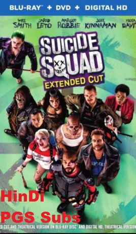 Suicide Squad 2016 720p 1080p EXTENDED Bluray English + Hindi Color PGS Subtitle